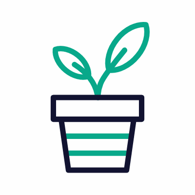 Potted flower plant, Animated Icon, Outline