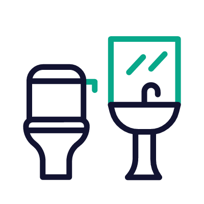 Toilet room, Animated Icon, Outline
