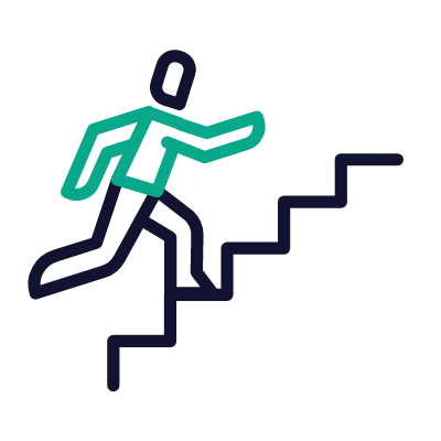 Staircase running, Animated Icon, Outline
