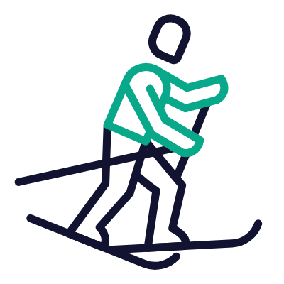 Cross country skiing, Animated Icon, Outline