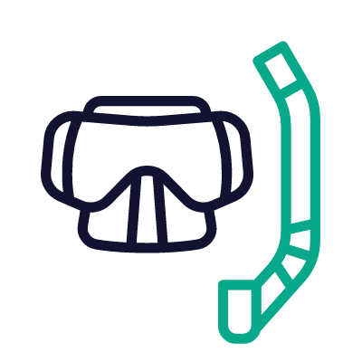 Diving mask, Animated Icon, Outline
