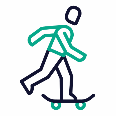 Skateboarding, Animated Icon, Outline