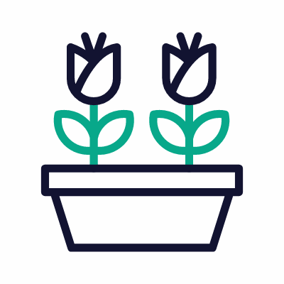 Pot flower, Animated Icon, Outline