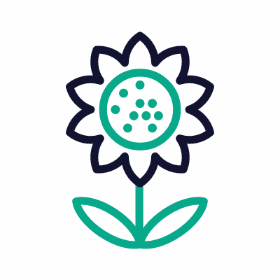Sunflower, Animated Icon, Outline