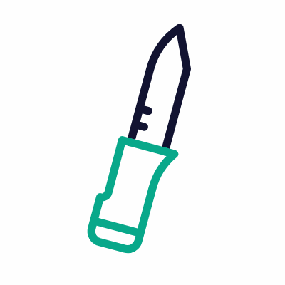 Military knife, Animated Icon, Outline