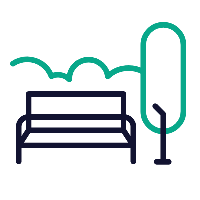 Park bench, Animated Icon, Outline