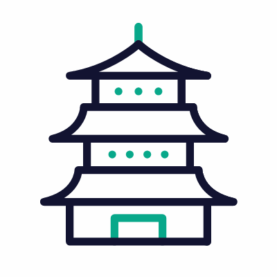 Pagoda, Animated Icon, Outline