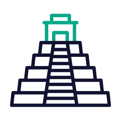 Aztec pyramid, Animated Icon, Outline
