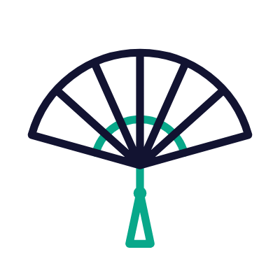 Hand fan, Animated Icon, Outline