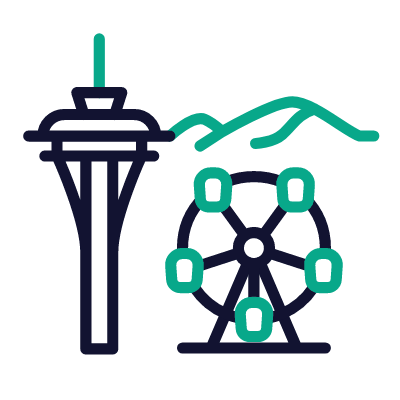 Seattle, Animated Icon, Outline
