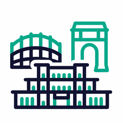 Bucharest, Animated Icon, Outline