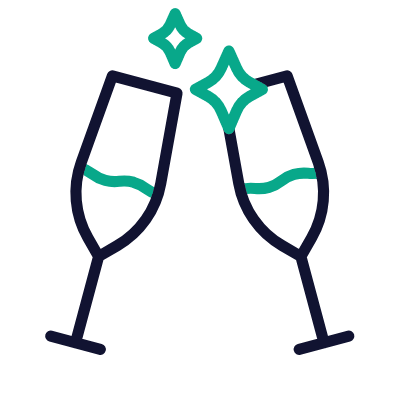 Champagne flutes, Animated Icon, Outline