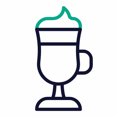 Irish Coffee, Animated Icon, Outline