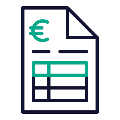 Invoice Euro, Animated Icon, Outline
