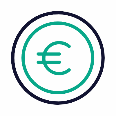 Euro coin, Animated Icon, Outline