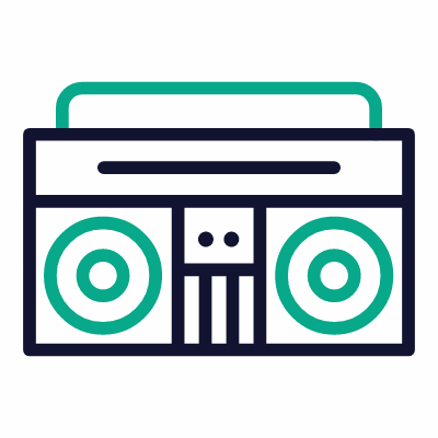 Boombox, Animated Icon, Outline