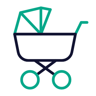 Stroller, Animated Icon, Outline