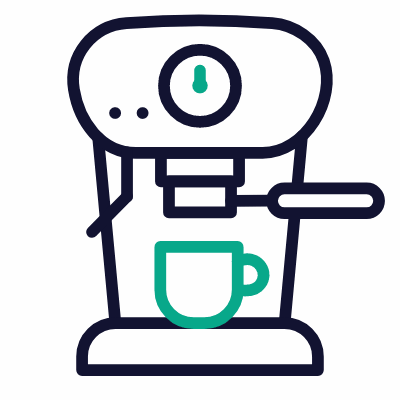 Coffee machine, Animated Icon, Outline
