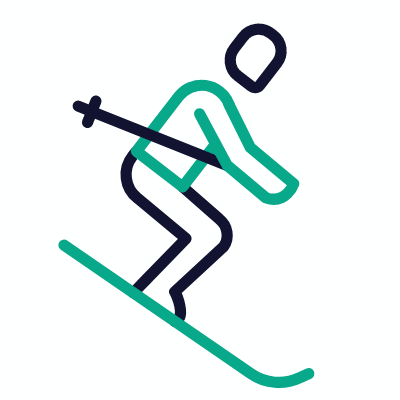 Skiing, Animated Icon, Outline