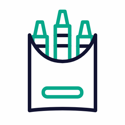 Crayons, Animated Icon, Outline
