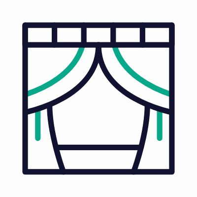 Curtains, Animated Icon, Outline