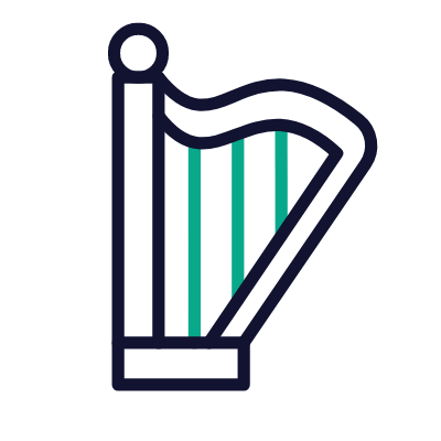Harp, Animated Icon, Outline