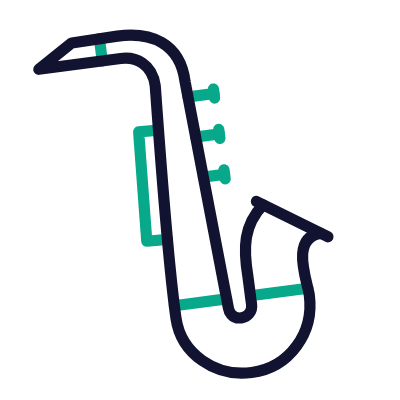 Saxophone, Animated Icon, Outline