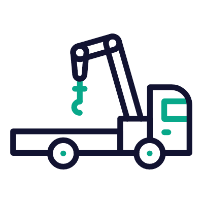 Crane truck, Animated Icon, Outline