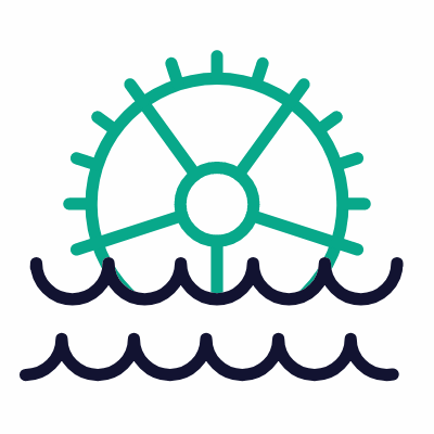 Water wheel, Animated Icon, Outline