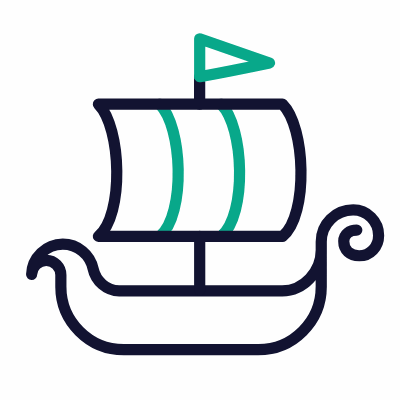 Viking ship, Animated Icon, Outline