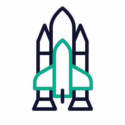 Spaceship, Animated Icon, Outline