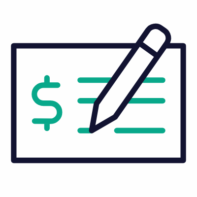 Bank check, Animated Icon, Outline
